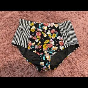 Torrid floral striped swim bottoms